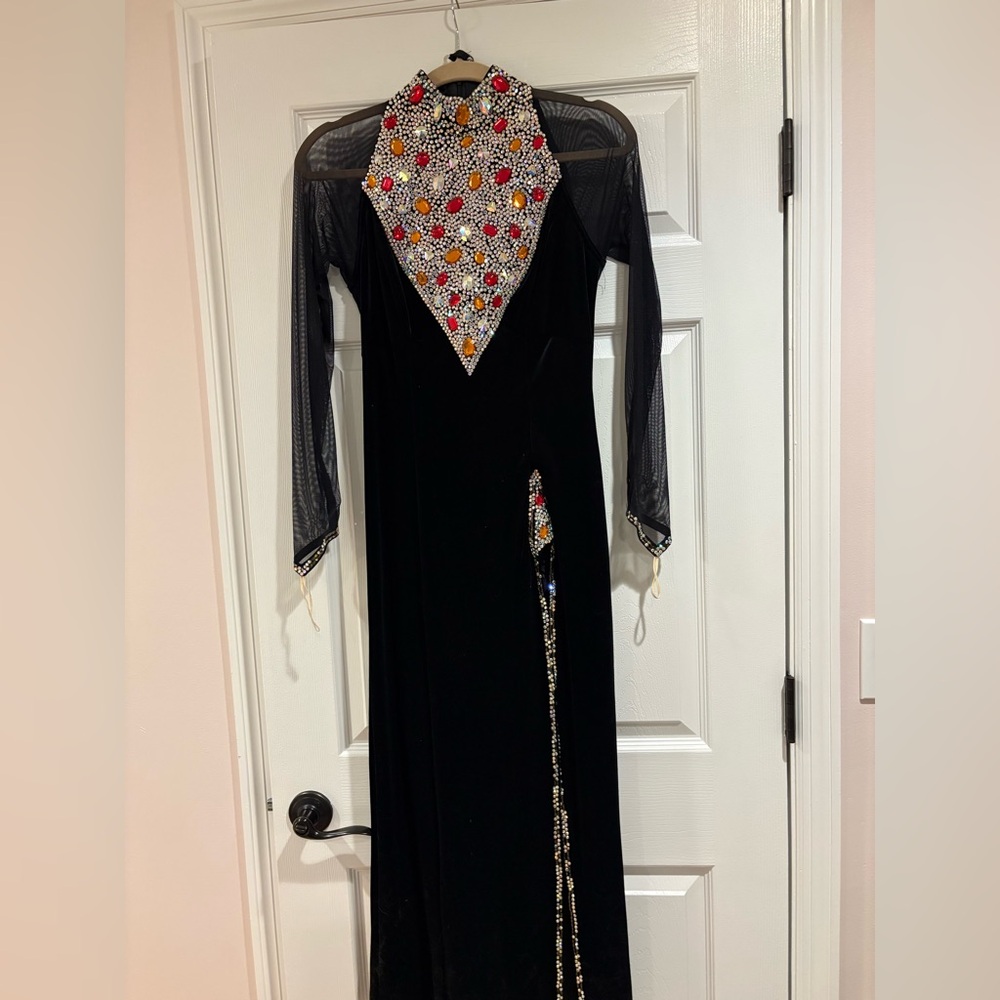 Moda International Black and Multicolor Long Sleeve Tango Dress